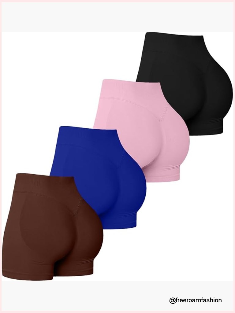 Seamless Scrunch Butt Lifting Gym Shorts 4 Pack High Waisted